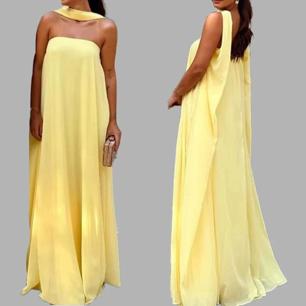 ZARA Summer Chic Solid Color Strapless Long Evening Dress